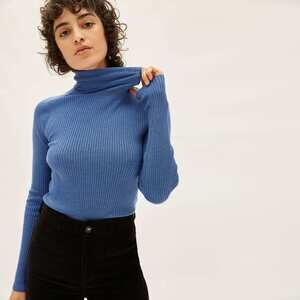 Everlane The Italian Merino Rib Turtleneck Blue Base - Size XS